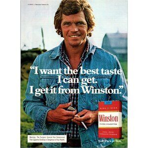 1979 Winston Cigarettes Soft Pack Vintage Print Ad Denim Jean Jacket Wall Art